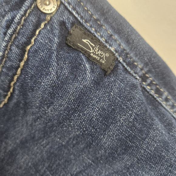 Silver Jeans Suki Slim Bootcut Mid Rise 27x35" Womens Distressed Acid Spot Wash - Picture 5 of 8